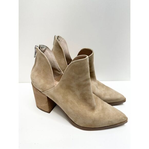Steve Madden Boots Womens Size 9.5 Suede‎ Pointed Toe Block Heel V Cut Booties - Picture 1 of 9